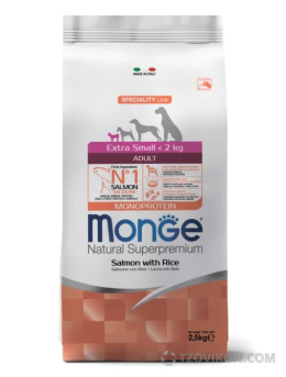 
                            Сухой корм Monge Dog Speciality Line Monoprotein Extra Small для взрослых собак миниатюрных пород, с лососем и рисом 2,5
                         - отзывы